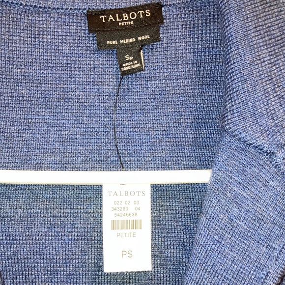 Talbots Petite PS Blue Merino Wool Knit Blazer Jacket Classic Career Office New - Picture 2 of 3